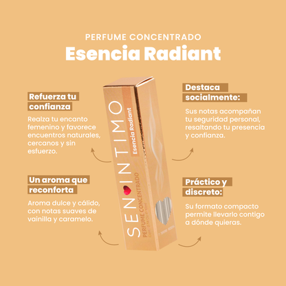 Perfume Attract Esencia Radiant para Mujer Roll-On Sen Íntimo - 4 beneficios refuerza confianza destaca socialmente