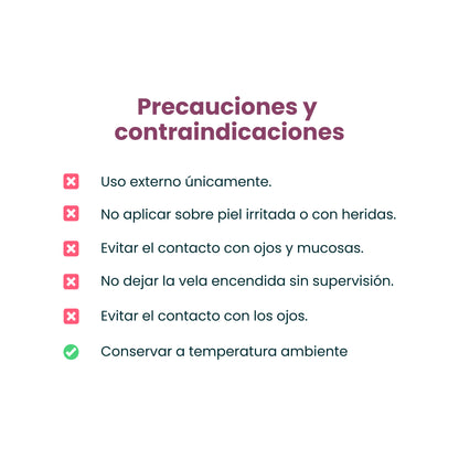 Vela Sensual para Masajes Sen Íntimo - precauciones y contraindicaciones uso externo no dejar sin supervisión