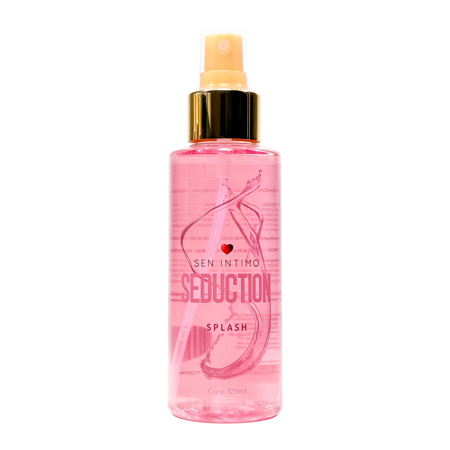Splash Seduction 125ml Sen Íntimo - frasco spray rosa tapa dorada fondo blanco presentación frontal