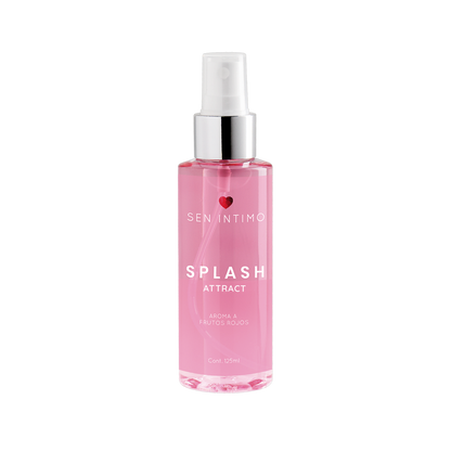 Splash Attract 125ml Sen Íntimo - frasco spray rosa tapa plateada fondo blanco presentación frontal