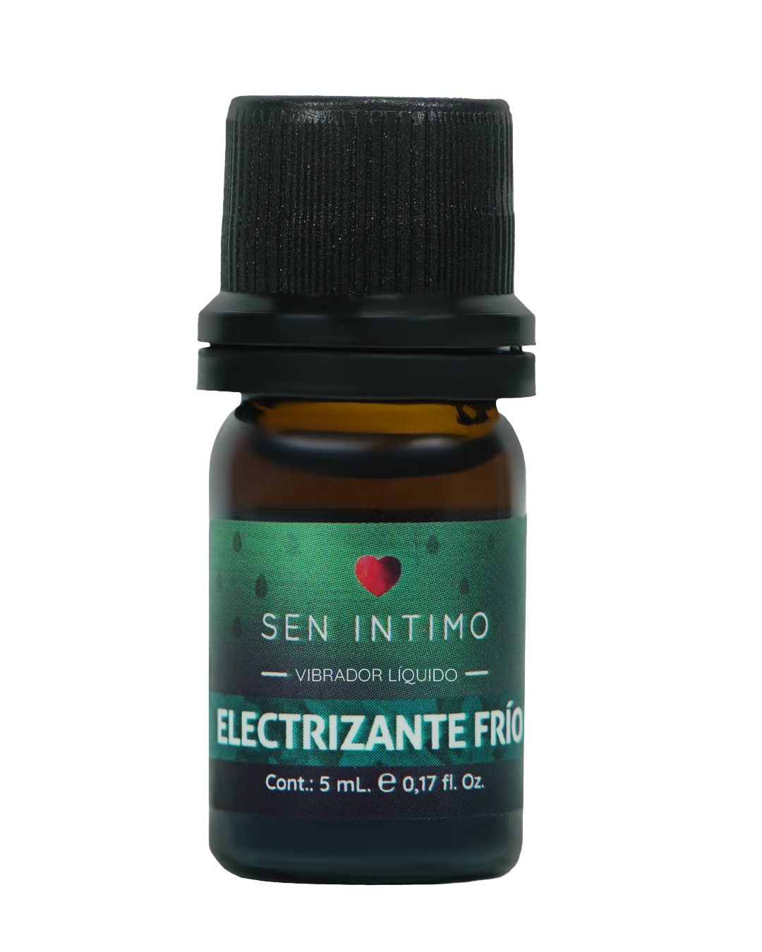 Vibrador Líquido Electrizante Frío 5ml Sen Íntimo - frasco ámbar tapa negra fondo blanco presentación frontal