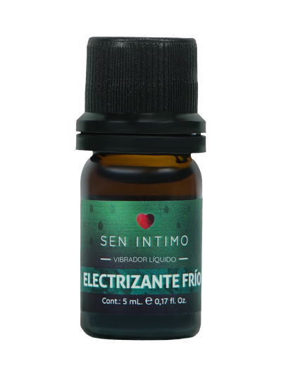Vibrador Líquido Electrizante Frío 5ml Sen Íntimo - frasco ámbar tapa negra fondo blanco presentación frontal